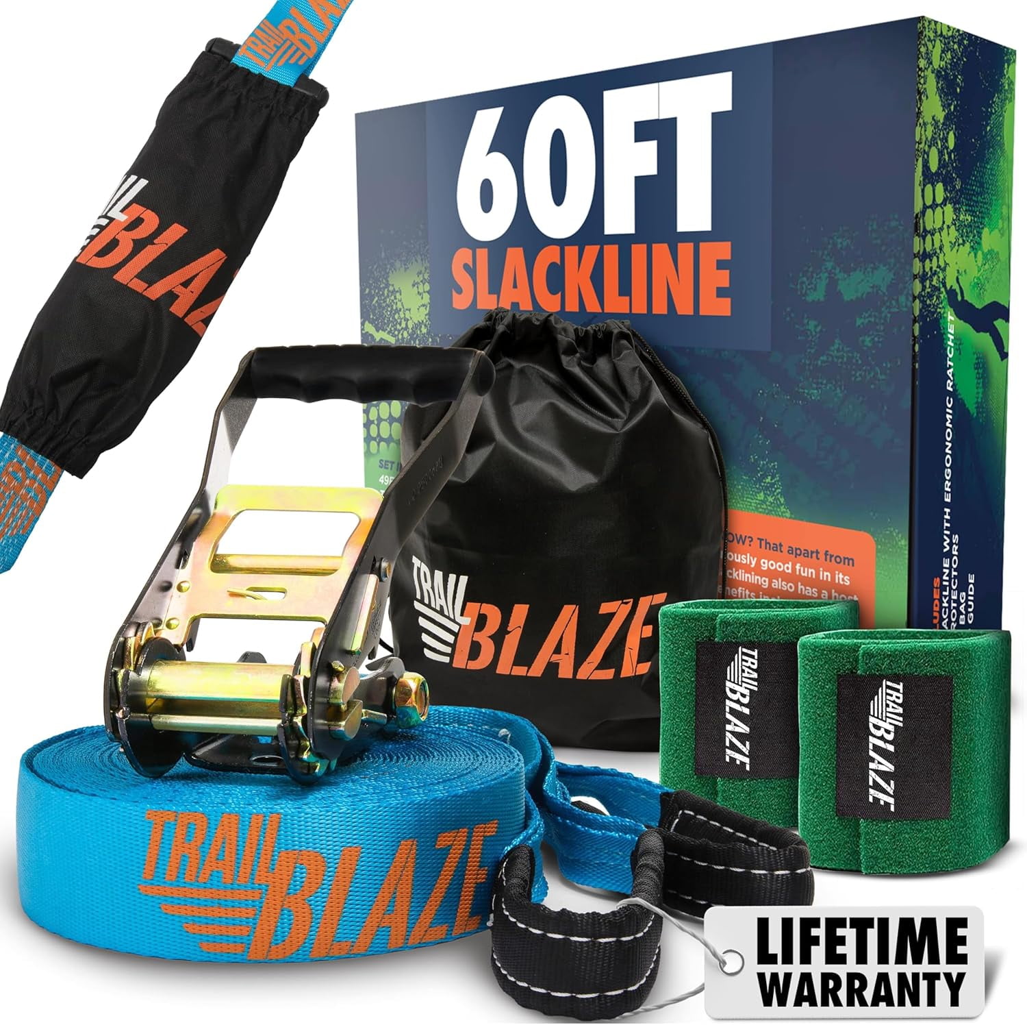Trailblaze Slackline Kit with Tree Protectors | Backyard Slacklines for ...