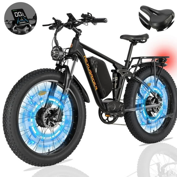 Trailblazer Electric Bike for Adults with 1075Wh Removable Battery, 35MPH Fat Tire Ebike Dual Motor AWD 2000W Brushless Motor, Front Fork Suspension & Rear Shock Absorber