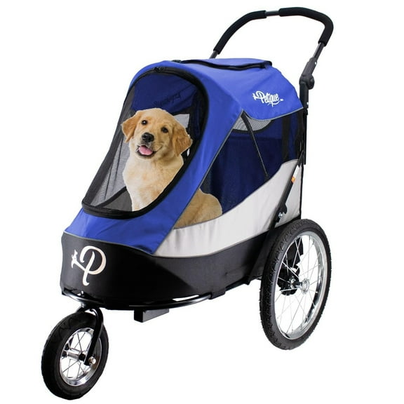 Petique Trailblazer Pet Jogger Stroller with Tire Pump up to 77LBS Atlas/Blue