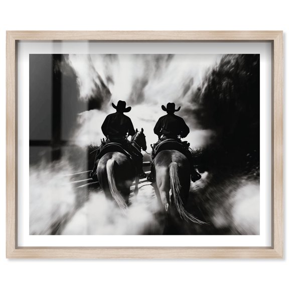 Trailblazers I Shadowbox Print Western Wall Decor by Notoriart, Blonde Frame, 21 x 17