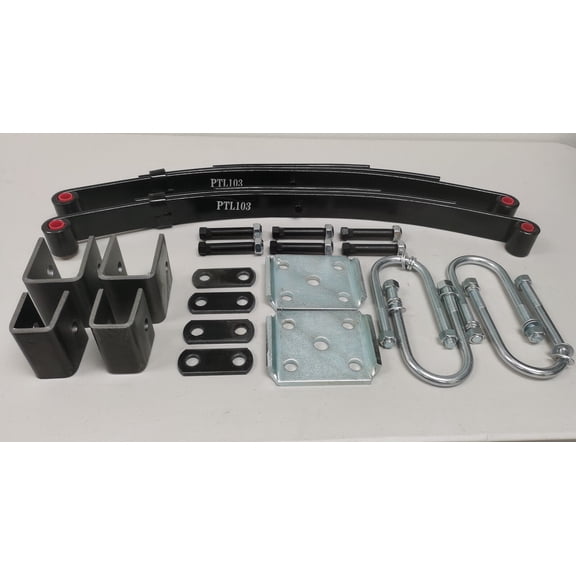Trailer 3 Leaf Double Eye Spring Suspension and Single Axle Hanger Kit for 1 3/4