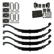 Trailer 5 Leaf Slipper Spring Suspension and Tandem Axle Hanger Kit for 3 Tubes - 7000 lb Axles