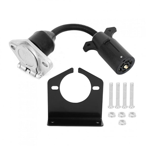 Trailer Adapter Cord, 7 Flat Blade to 7 Round Pin Adapter Plastic Metal Trailer Adapter Wiring Connector