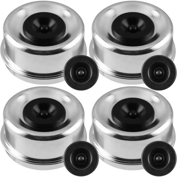Trailer Bearing Dust Cap 2.72 in Axle with 8 Rubber Plugs Heavy Duty Grease Covers Bolt Metal Hub Caps for Most 7000-8000lbs Axles Dexter Camper RV