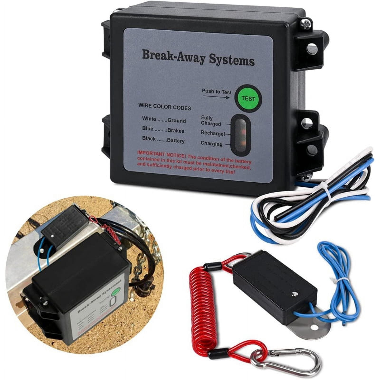 Trailer Brakes Breakaway Kit With Switch LED Test Light Electric System ...