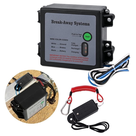 Trailer Brakes Breakaway Kit with Switch, LED Test Light Electric Breakaway System, Universal Trailer Brake Controller