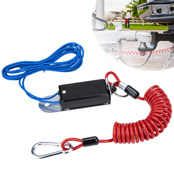 Trailer Breakaway Switch, with 4 FT Coiled Trailer Brake Away Cable, Trailers Breakaway Kit with Pull Pin Steel Spring Towing Wire, Trailers Emergency Brake Cable for RV Travel Trailers Towing