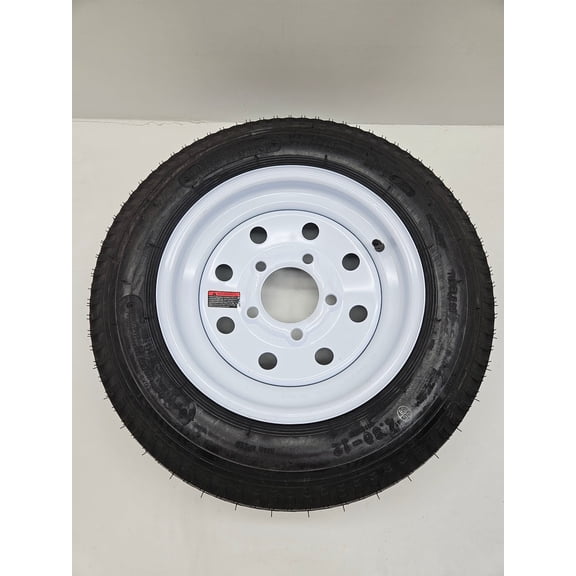 Trailer Camper 12" White 12x4JA / 5 Hole / Dexstar Wheel Rim / 480-12 Bias Ply Tire
