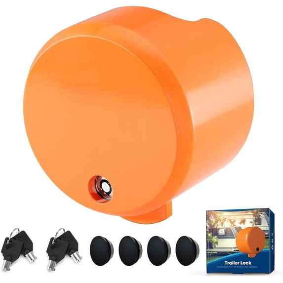 Trailer Coupler Lock, Hitch Lock Fits 2-5/16", 2" Couplers, RV Trailer Lock, Durable Tongue Lock with , Orange
