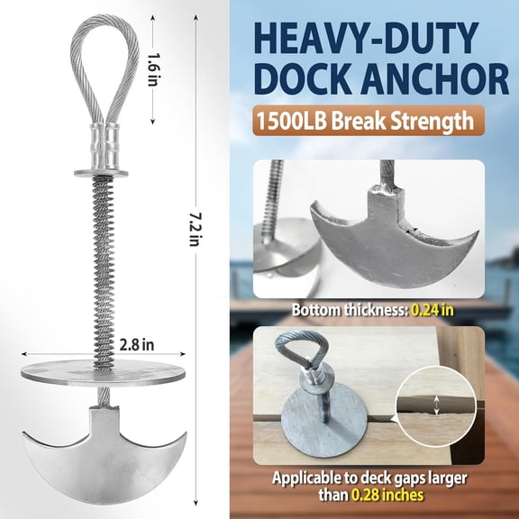 Trailer Deck Dock Anchors - 1500LB Break Strength - 304 Stainless Steel Quick Tie Down Pegs for Boards Outdoor Camping Canopy Tent