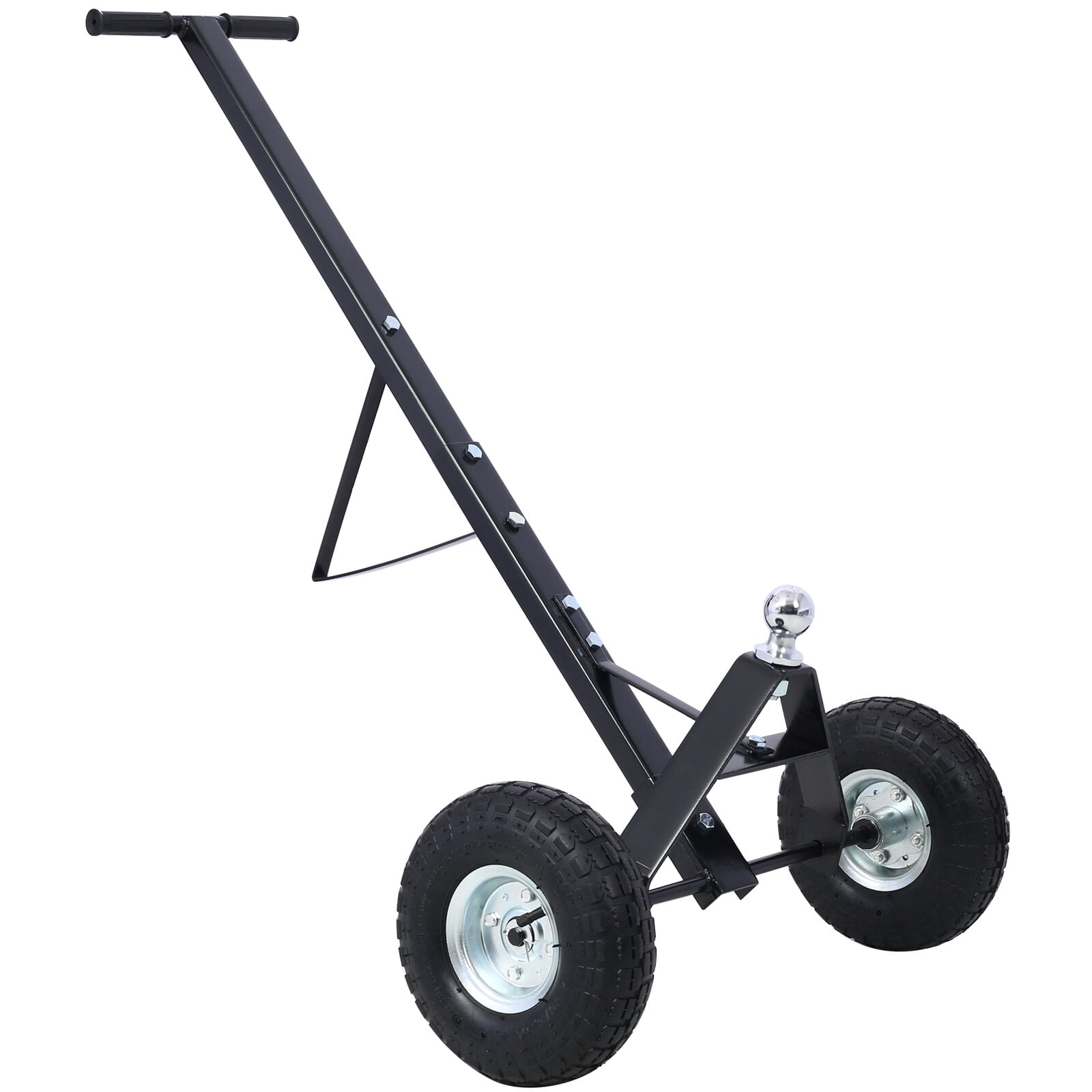 Trailer Dolly with Pneumatic Tires - 600 LB Capacity, 1-7/8" Hitch Ball, Heavy Duty Steel, Black, 47.6" L x 25.6" W x 15.6" H