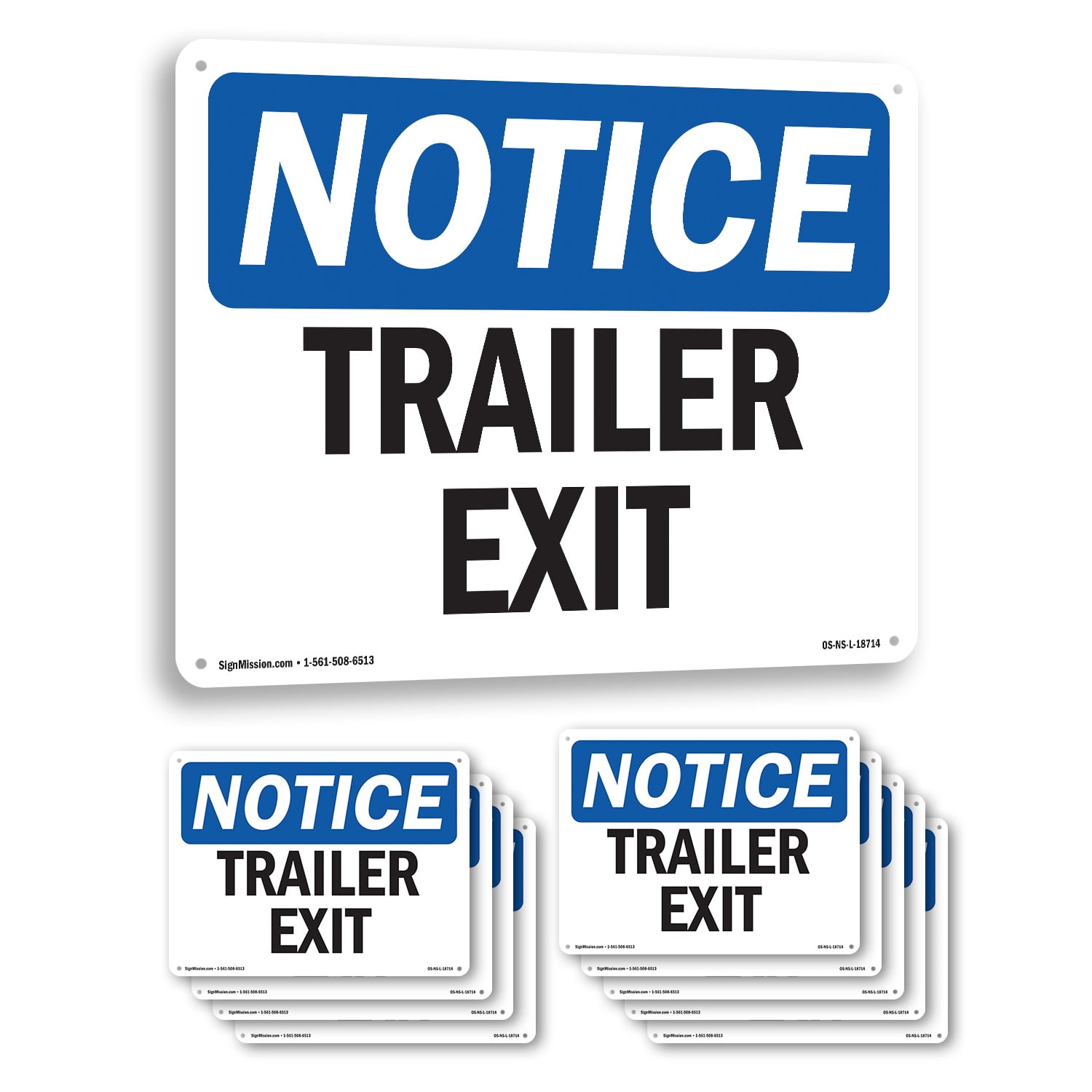 Trailer Exit OSHA Notice Rigid Plastic Sign 18 Inch x 12 Inch - 10 Pack ...
