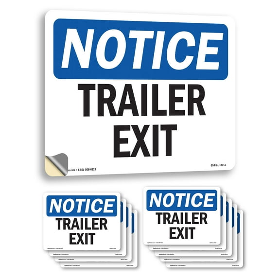 Trailer Exit OSHA Notice Vinyl Decal Label 24 Inch x 18 Inch - 10 Pack