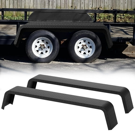 Trailer Fenders,2 Pack Tandem Axle Trailer Fenders Fit 13"-15" Tires,Heavy Duty Steel Double Axle Trailer Fenders Car Hauler Trailer,Cargo Trailer,Utility Trailer,Landscape Trailer Black (Black)