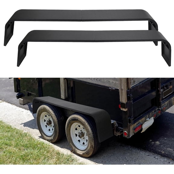 Trailer Fenders Double Axle for 13"-15" Tires, Detachable Trailer Fenders with Assembly Structure Design-Steel Diamond Tread Plate Tandem Axle,Compatible with Car Hauler/Cargo