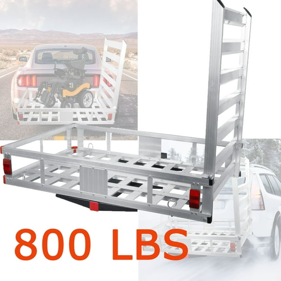Trailer Hitch Cargo Carrier, 800 LBS Luggage Carrier Rack, Trailer Hanging Basket Aluminum Alloy Mounted Trailer , Non-Slip Surface for RV Trucks Cars