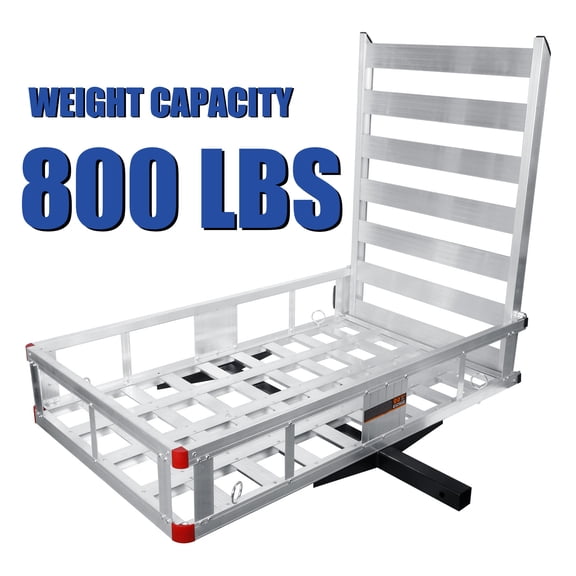 Trailer Hitch Cargo Carrier, Trailer Hanging Basket, Aluminum Structure Mounted Trailer with Ramp, Aluminum Luggage Carrier Rack, 50x29.5x9.0,Fits 2" Hitch Receiver for RV Trucks SUV Pickup Cars