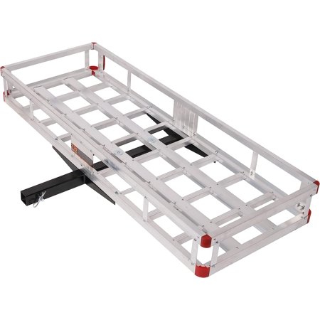 Trailer Hitch Cargo Carrier Vehicle Cargo Carrier Trailer Aluminum Mount Mobility Rack Luggage Rack for SUV Basket Silver Water Proof 500lbs Capacity 60 X 22 Inch