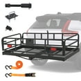 thumbnail image 1 of Trailer Hitch Cargo Rack, Folding Hitch Mount Cargo Carrier with High Side Rails, Cargo Carrier Fits 2" Receiver for RV Truck SUV Van, 500 lbs Weight Capacity, 60" L×24" W×14.9" H, 1 of 6