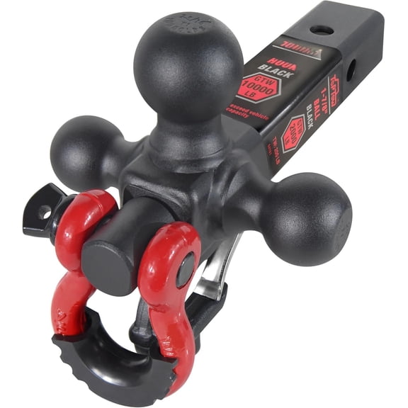 Trailer Hitch Tri-Ball Hitch Mount w/Matte Black Triple Hitch Balls 1-7/8-inch, 2-inch, 2-5/16-inch, Multi-fit for 2 inch Trailer Hitch Receiver