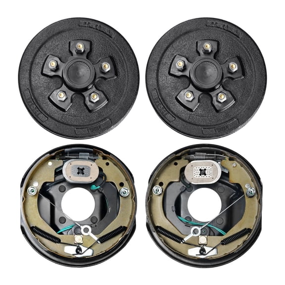 Trailer Hub Drum Brake Kit 5x4.5", 10" Electric Brakes 3500lbs - Self-Adjusting, 4-Hole, with Backing Plates