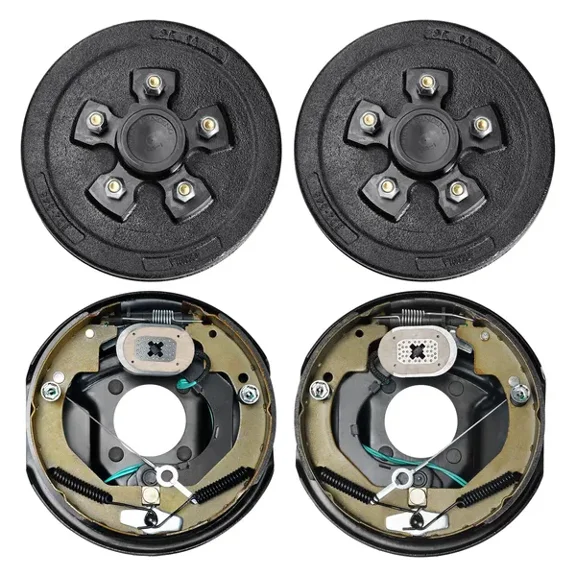 Trailer Hub Drum Kit 5 on 4.5 Inch BC with 10 by 2.25 Inch Electric Brakes Self Adjusting Trailer Brake Assembly for 3500 lbs Axle 4 Hole Mounting Backing Plates Brake System Replacement Parts