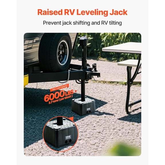 Trailer Jack Block,6"High Heavy Duty RV Leveling Block with 6000 lbs Capacity,RV Jack Stand,Motorcycle Stand,Stool,Camper Accessories for Travel Trailers,5th Wheels Class A/C Motorhomes