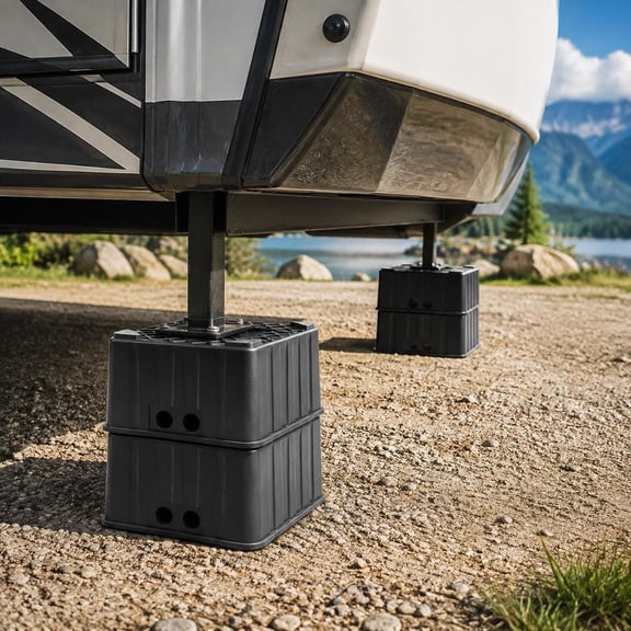 Trailer Jack Blocks, 6 Inch High Heavy Duty RV Leveling Blocks, 6000 Lbs Capacity, 2 Pcs
