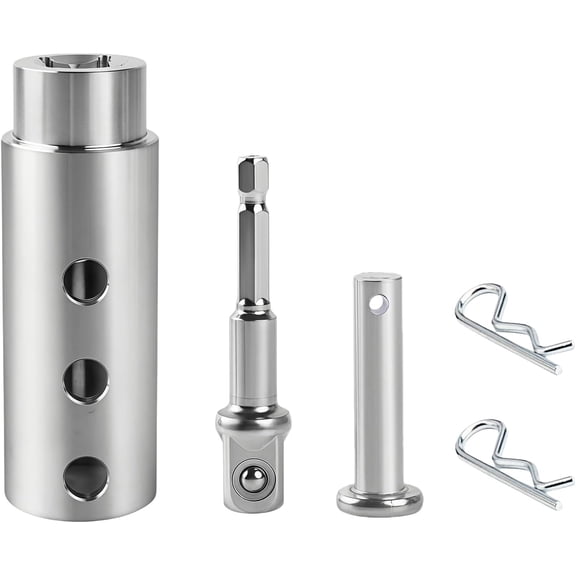 Trailer Jack Drill Adapter, 1 Inch Drive Shaft Compatible, Heavy Duty Stainless Steel with 1/2" Socket Bit, for RV/Construction/Dump Trailers, Ideal for DIY, Campers, Truck Drivers