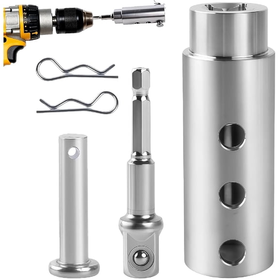 Trailer Jack Drill Adapter, 1 Inch Drive Shaft Compatible, Stainless Steel Handle Power Drill Adapter with 1/2" Socket Bit, Heavy Duty Turbo Crank Jack Adapter Tool for RV Dump Trailers