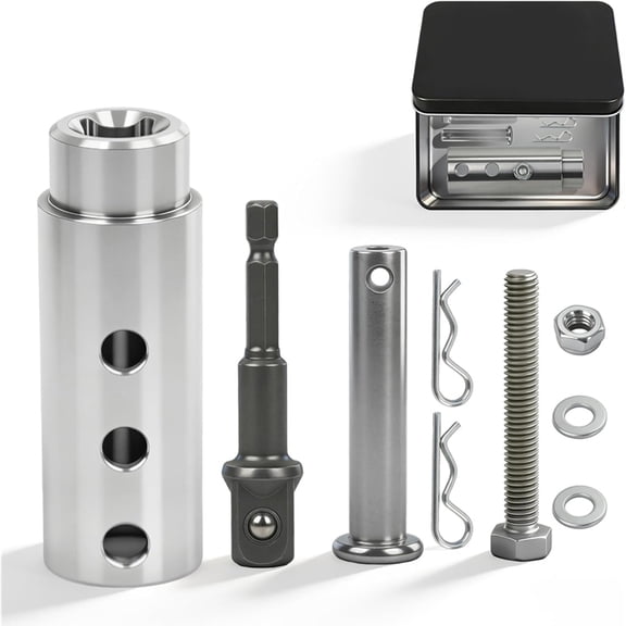Trailer Jack Drill Adapter, Upgraded Stainless Steel Cordless Drill Adapter Fits 1 Inch Jack Drive Shafts,Socket Bit Kit