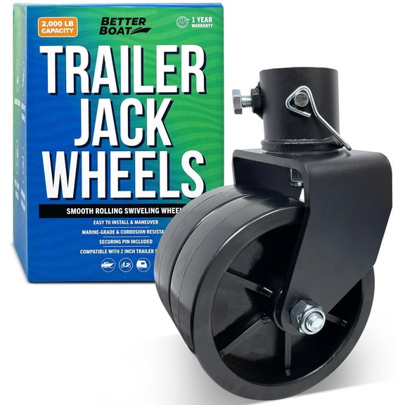 Trailer Jack Wheel Replacement, 2000 lb Capacity, Two Wheels for Trailer Tongue Jacks, Hitch, Boat, Camper & Car Hauler Utility Trailers