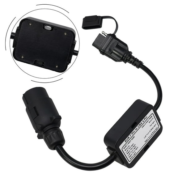 Trailer Light Converter European Round 7-Pin Connector to 4-Way Flat Pin Plug