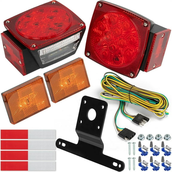 Trailer Light Kit, LED Stop Turn Tail License Brake Running Light Lamp - SAE DOT Compliance, IP68 Waterproof