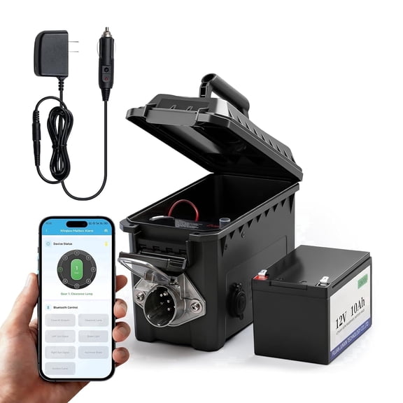 Zuomeng Trailer Light Tester Box, 12V 10Ah Battery, IP68 Case, Bluetooth App, 7-Way Round Pin, Father's Day Gift