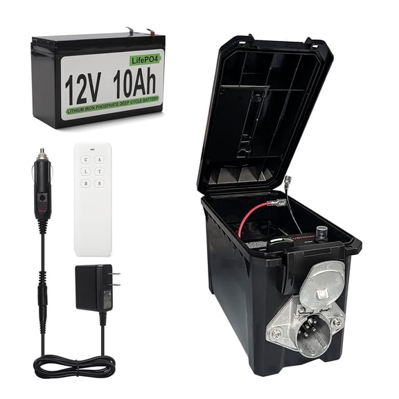 Zuomeng Trailer Light Tester Box, 12V 10Ah Battery, IP68 Case, Wireless Remote, 7‑Way Round Pin Compatible, Father's Day Gift