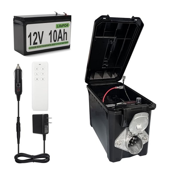 Zuomeng Trailer Light Tester Box, 12V 10Ah Battery, IP68 Case, Wireless Remote, 7‑Way Round Pin Compatible