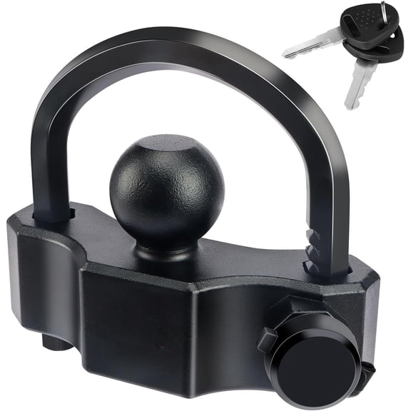 Trailer Lock Universal Trailer Hitch Locks, Adjustable Heavy-Duty Trailer Coupler Ball Lock Fit 1-7/8 Inch, 2 Inch, 2-5/16 Inch Couplers with 2 Alike, Black