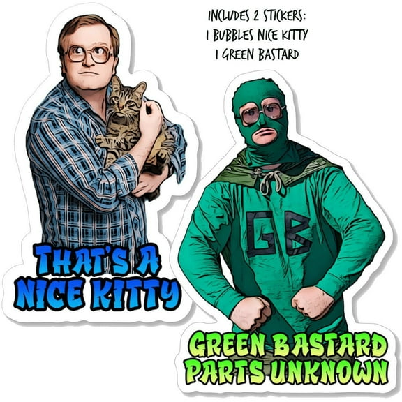 Trailer Park Boys Bubbles Sticker Pack (2 Pack) Bubbles & Green Bastard Stickers, Official Trailer Park Boys Merchandise, Stickers for Men