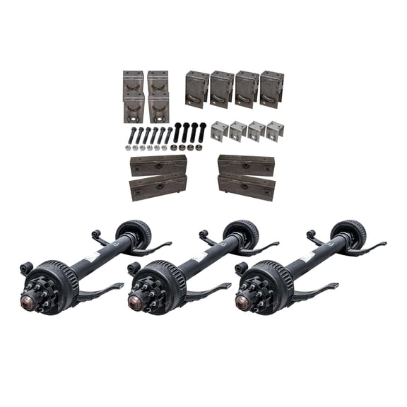 The Trailer Parts Outlet - 12,000 lb Dexter Triple TK Axle Kit - Sprung - 36K Capacity (Axle Series), 74/46 Hubface/Spring Center - (3'10) Frame Width