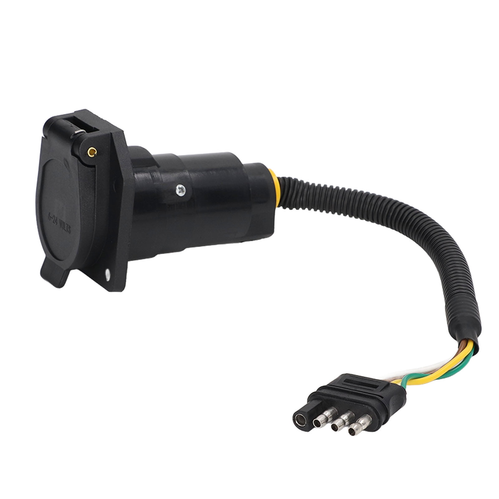 Trailer Plug Adapter, Complete 6 To 24V Flat Blade Trailer Connector