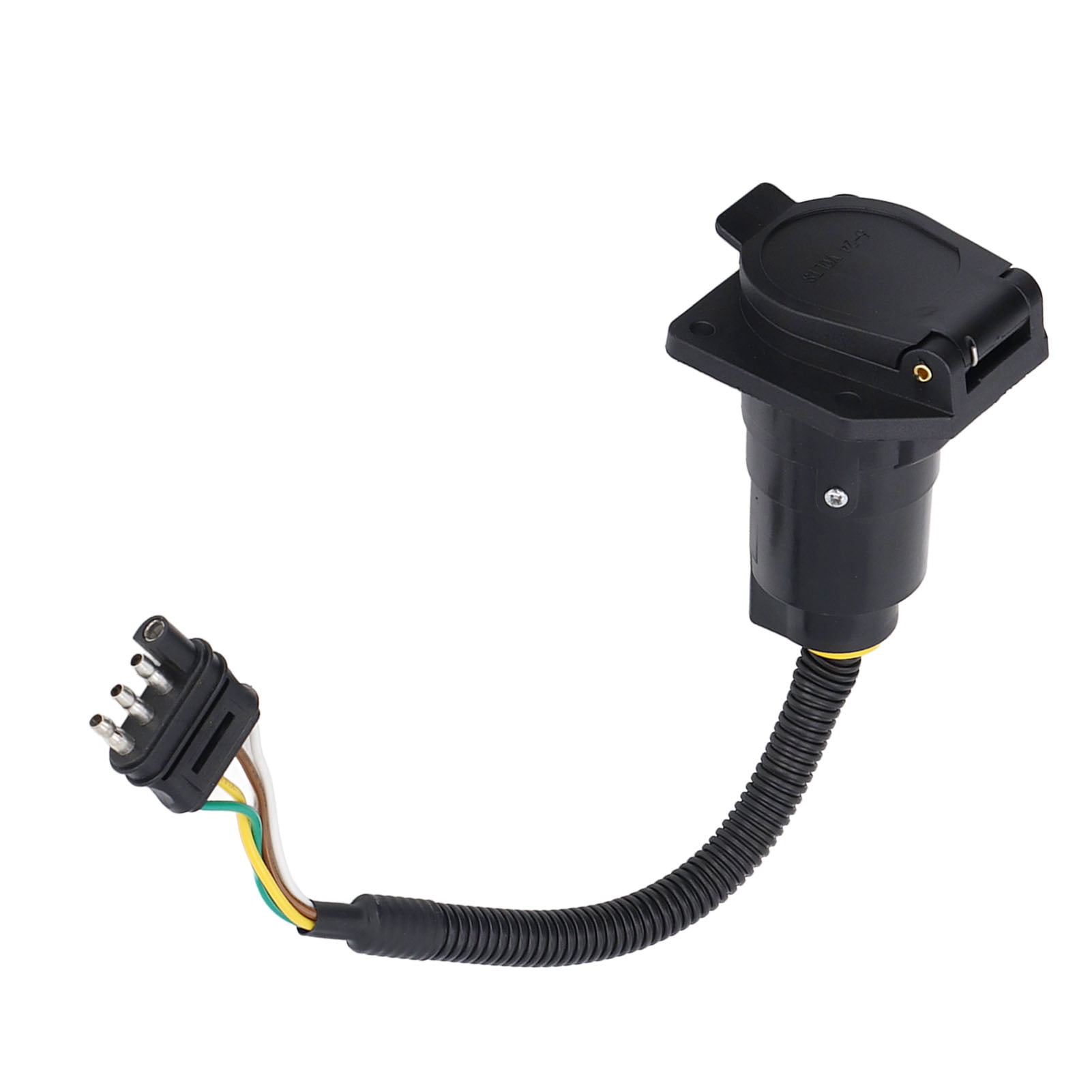 Trailer Plug Adapter, Easy Install Black Flat Blade Trailer Connector