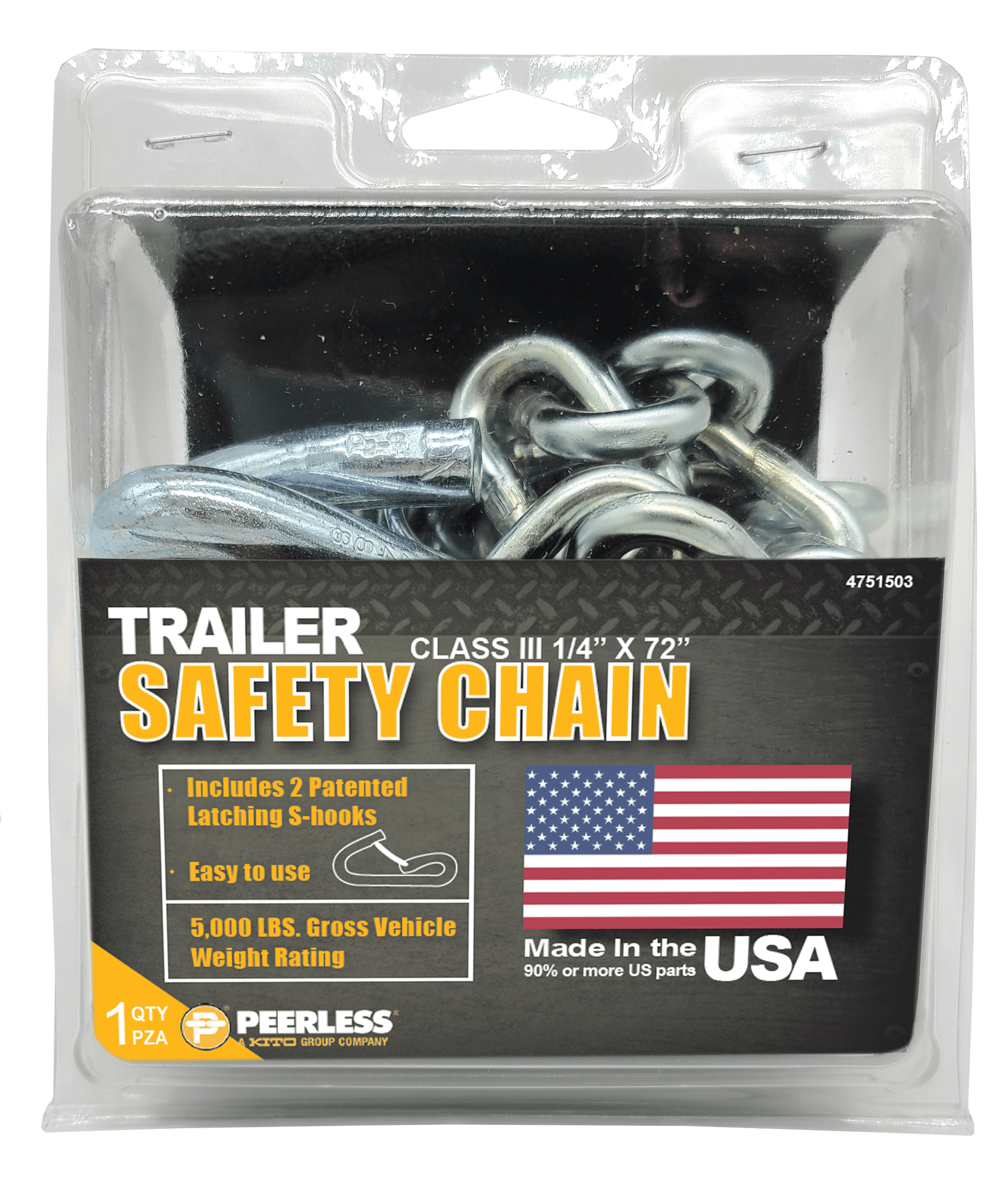 Trailer Safety Chain, Class 3, Peerless Chain Company, #4751503