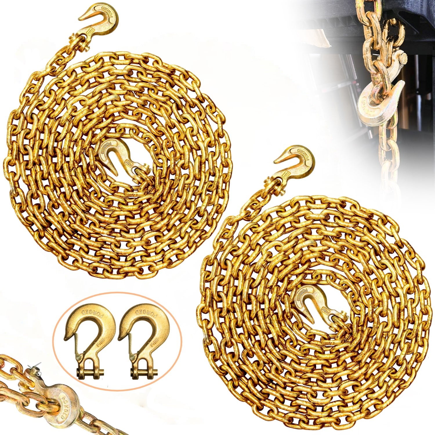 Trailer Safety Chains with Hooks Heavy Duty Trailer Chains with Clevis ...