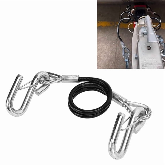Trailer Safety Towing Cable with Two S Hook 3500lbs Load Bearing 70CM Maximum Extension Length Spring Towing Rope for RV