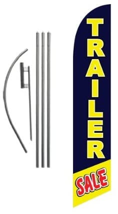 Trailer Sale Advertising Feather Banner Swooper Flag Sign with Flag Pole Kit and Ground Stake