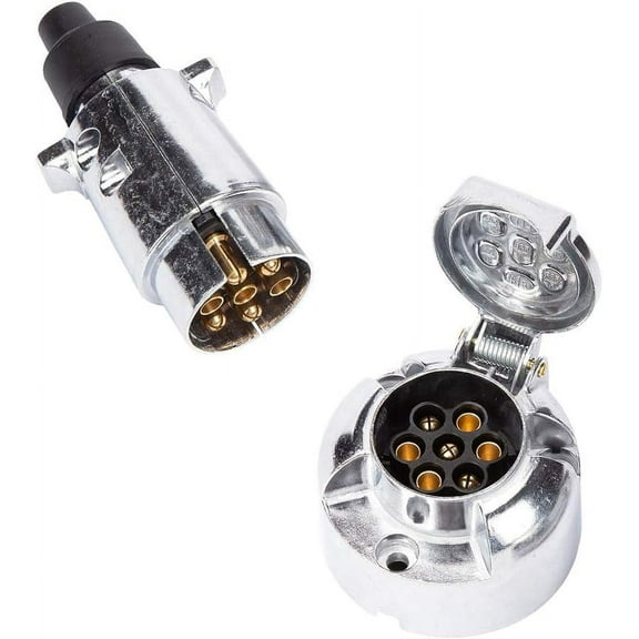 Trailer Socket & 7 Pin Metal Socket, 12V Waterproof 7 Pin Mate Trailer Socket, 7 Pin Trailer Socket Suitable For Truck/RV/Car (Aluminium Alloy)--