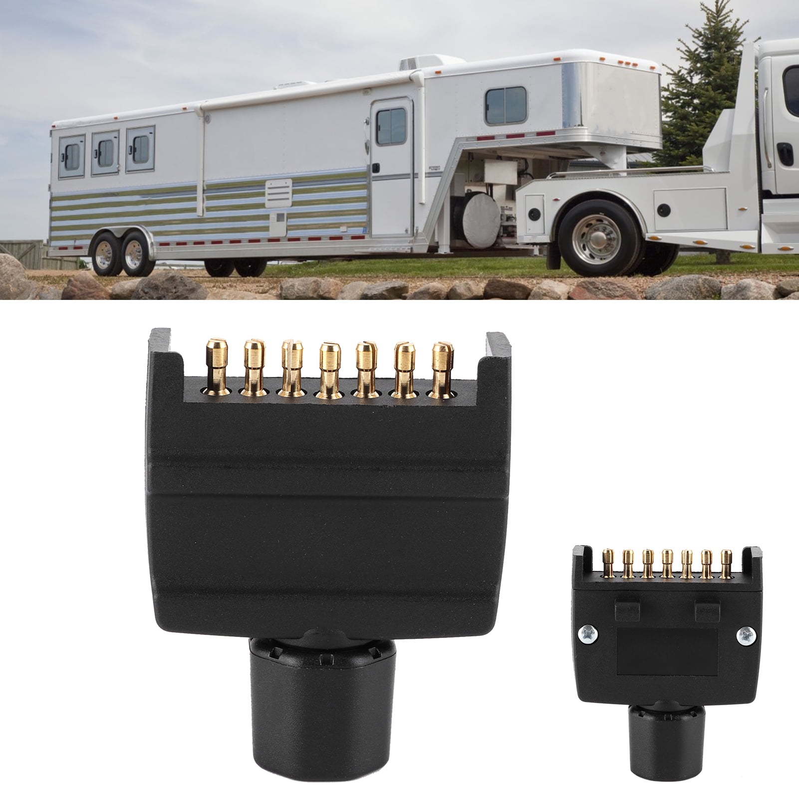 Trailer Socket Adapter, 75x60x22mm 7 Pin Trailer Socket Male Plug For