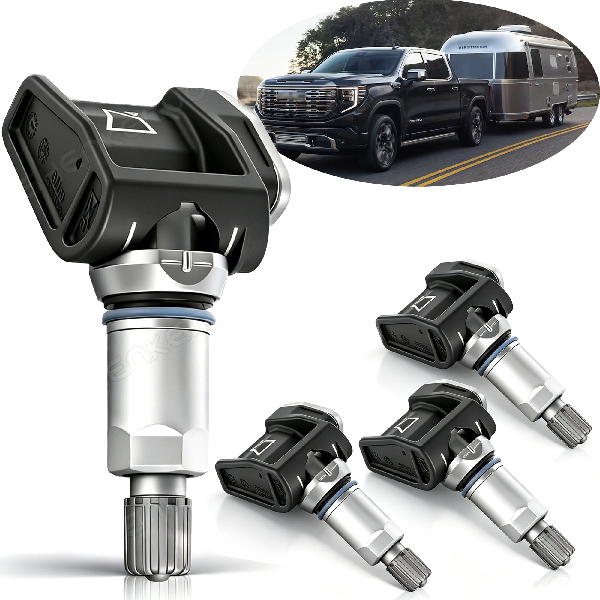 Trailer TPMS Sensor 13545366 86803857 for GMC Sierra 1500 2019-2025, RV Camper Utility & More Monitor | 433MHz, 4-Pack