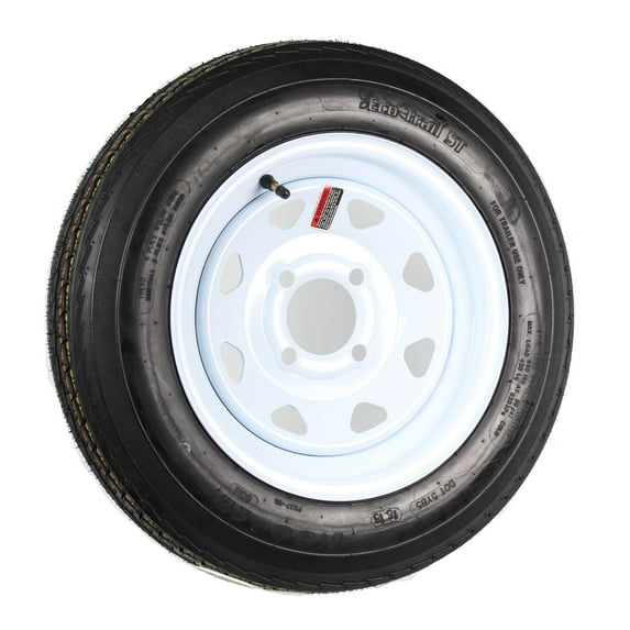 Trailer Tire On Rim 480-12 4.80-12 LRC 4 Lug White Spoke - 2 Year Warranty w/Free Roadside